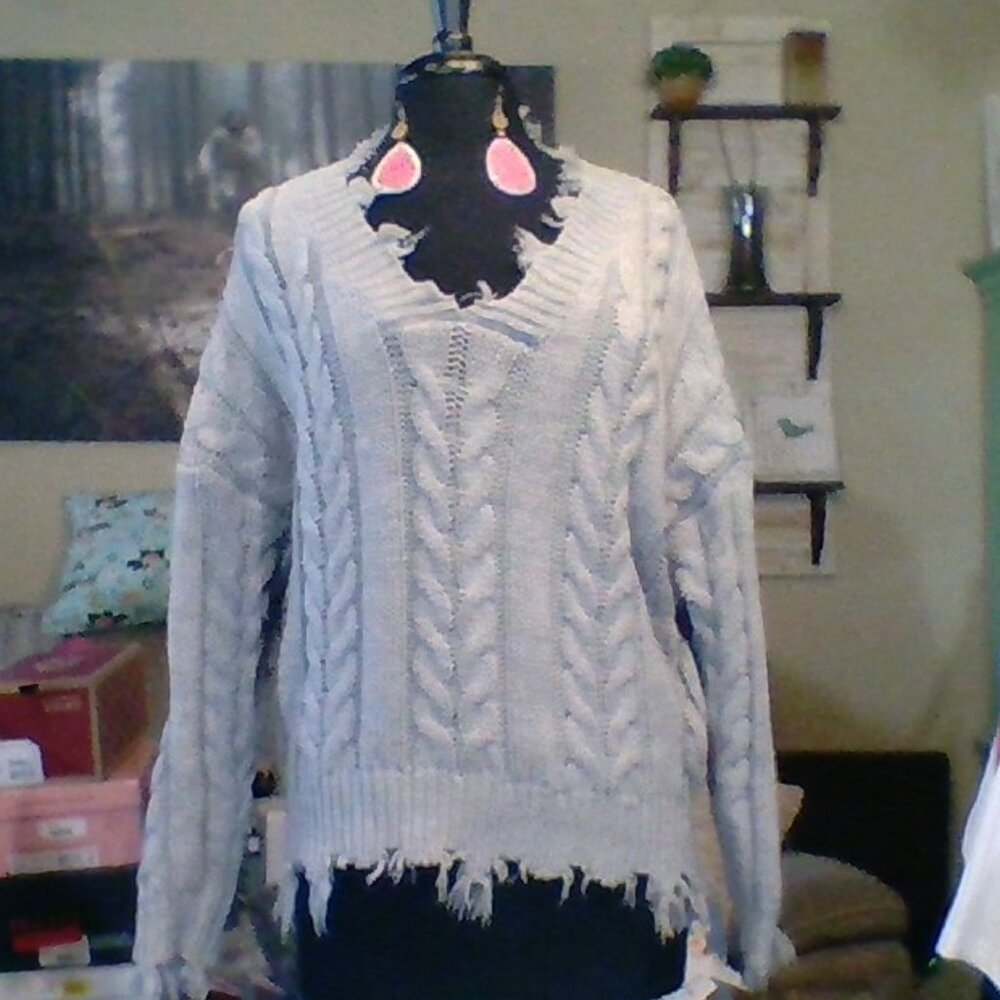Entro Ragged V-Neck Sweater, runs big!!